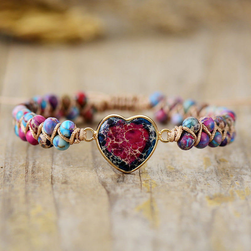 Heart Jasper Braided Bracelet