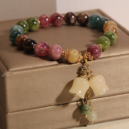Multicolored Tourmaline Beaded Bracelet