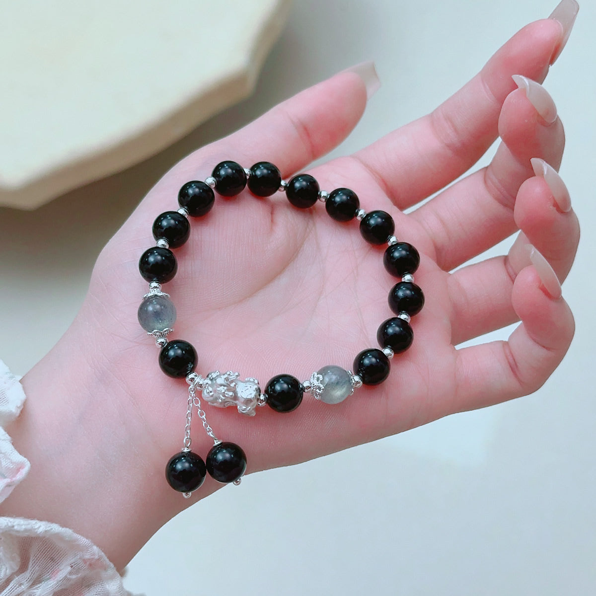 Couple Natural Cat's Eye Moonstone Bracelet