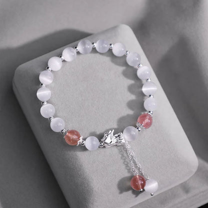 Couple Natural Cat's Eye Moonstone Bracelet