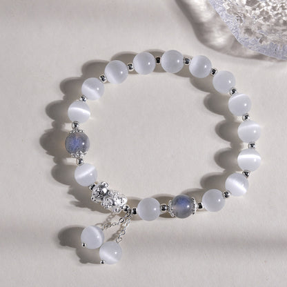 Couple Natural Cat's Eye Moonstone Bracelet