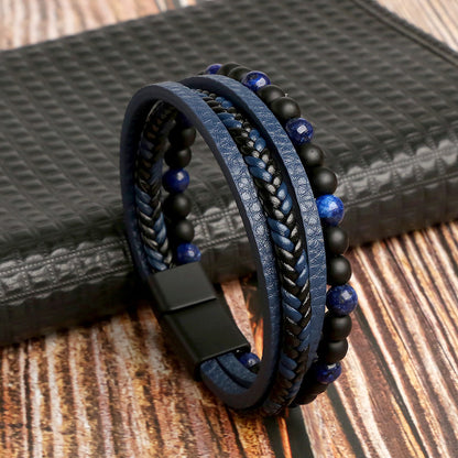 Tiger Eye Beaded Leather Bracelet